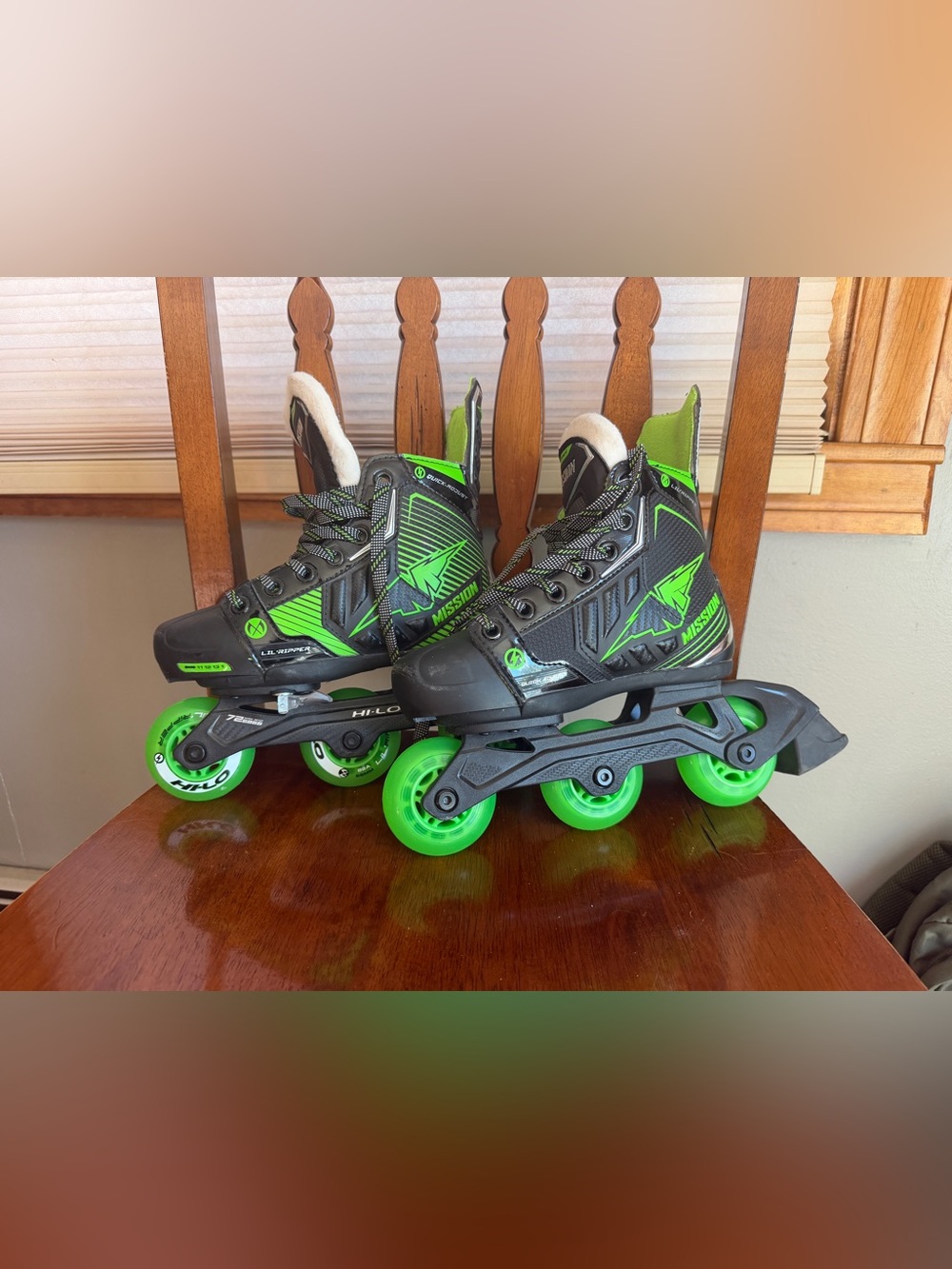 Mission Little Ripper kids 11/12 Adjustable Inline Skates - Black & Neon Green